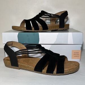 Earth Origins Laney Leather Suede Sling-Back Sandals